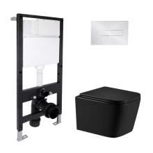 Готовое решение Qtap для ванной комнаты: подвесной унитаз Crow Ultra Quiet 485x340x290 + комплект инсталляции Standard (линейная кнопка Chrome) Готовое решение Qtap для ванной комнаты: подвесной унитаз Crow Ultra Quiet 485x340x290 + комплект инсталляции Standard (линейная кнопка Chrome)