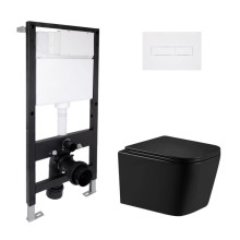 Готовое решение Qtap для ванной комнаты: подвесной унитаз Crow Ultra Quiet 485x340x290 + комплект инсталляции Standard (линейная кнопка White) Готовое решение Qtap для ванной комнаты: подвесной унитаз Crow Ultra Quiet 485x340x290 + комплект инсталляции Standard (линейная кнопка White)