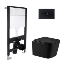 Готовое решение Qtap для ванной комнаты: подвесной унитаз Crow Ultra Quiet 485x340x290 + комплект инсталляции Standard (линейная кнопка Black) Готовое решение Qtap для ванной комнаты: подвесной унитаз Crow Ultra Quiet 485x340x290 + комплект инсталляции Standard (линейная кнопка Black)