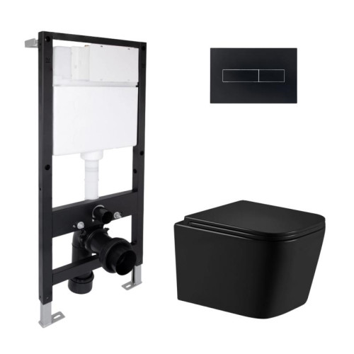 Готовое решение Qtap для ванной комнаты: подвесной унитаз Crow Ultra Quiet 485x340x290 + комплект инсталляции Standard (линейная кнопка Black) Готовое решение Qtap для ванной комнаты: подвесной унитаз Crow Ultra Quiet 485x340x290 + комплект инсталляции Standard (линейная кнопка Black)