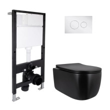 Готовое решение Qtap для ванной комнаты: подвесной унитаз Taurus Ultra Quiet 515x360x350 + комплект инсталляции Standard (круглая кнопка Chrome) Готовое решение Qtap для ванной комнаты: подвесной унитаз Taurus Ultra Quiet 515x360x350 + комплект инсталляции Standard (круглая кнопка Chrome)
