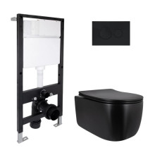 Готовое решение Qtap для ванной комнаты: подвесной унитаз Taurus Ultra Quiet 515x360x350 + комплект инсталляции Standard (круглая кнопка Black) Готовое решение Qtap для ванной комнаты: подвесной унитаз Taurus Ultra Quiet 515x360x350 + комплект инсталляции Standard (круглая кнопка Black)