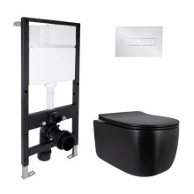 Готовое решение Qtap для ванной комнаты: подвесной унитаз Taurus Ultra Quiet 515x360x350 + комплект инсталляции Standard (линейная кнопка Chrome)