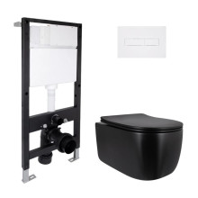 Готовое решение Qtap для ванной комнаты: подвесной унитаз Taurus Ultra Quiet 515x360x350 + комплект инсталляции Standard (линейная кнопка White)