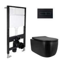Готовое решение Qtap для ванной комнаты: подвесной унитаз Taurus Ultra Quiet 515x360x350 + комплект инсталляции Standard (линейная кнопка Black) Готовое решение Qtap для ванной комнаты: подвесной унитаз Taurus Ultra Quiet 515x360x350 + комплект инсталляции Standard (линейная кнопка Black)