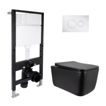 Готовое решение Qtap для ванной комнаты: подвесной унитаз Gemini Ultra Quiet 520x360x350 + комплект инсталляции Standard (круглая кнопка Chrome) Готовое решение Qtap для ванной комнаты: подвесной унитаз Gemini Ultra Quiet 520x360x350 + комплект инсталляции Standard (круглая кнопка Chrome)