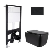 Готовое решение Qtap для ванной комнаты: подвесной унитаз Gemini Ultra Quiet 520x360x350 + комплект инсталляции Standard (круглая кнопка Black) Готовое решение Qtap для ванной комнаты: подвесной унитаз Gemini Ultra Quiet 520x360x350 + комплект инсталляции Standard (круглая кнопка Black)
