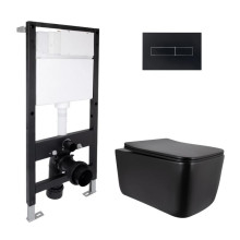 Готовое решение Qtap для ванной комнаты: подвесной унитаз Gemini Ultra Quiet 520x360x350 + комплект инсталляции Standard (линейная кнопка Black) Готовое решение Qtap для ванной комнаты: подвесной унитаз Gemini Ultra Quiet 520x360x350 + комплект инсталляции Standard (линейная кнопка Black)