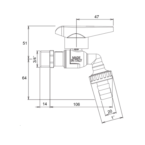 Кран шаровой поливочный Icma 598 3/4