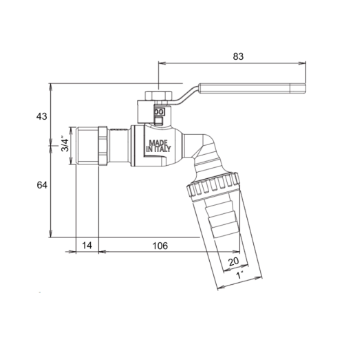 Кран шаровой поливочный Icma 599 3/4